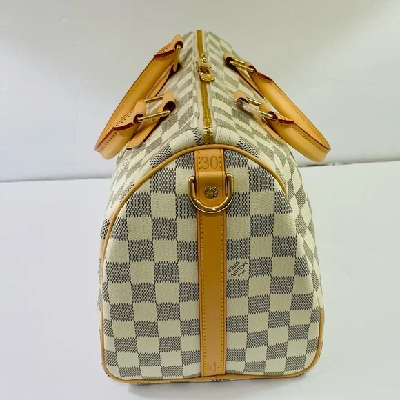 Designer Inspired Checkered Crossbody Bag in Cream and Tan - Picture 8 of 15